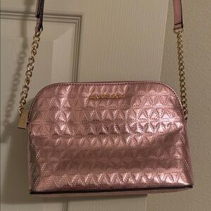 Michael Kors Metallic Pink Quilted Women's Crossbody Bag
